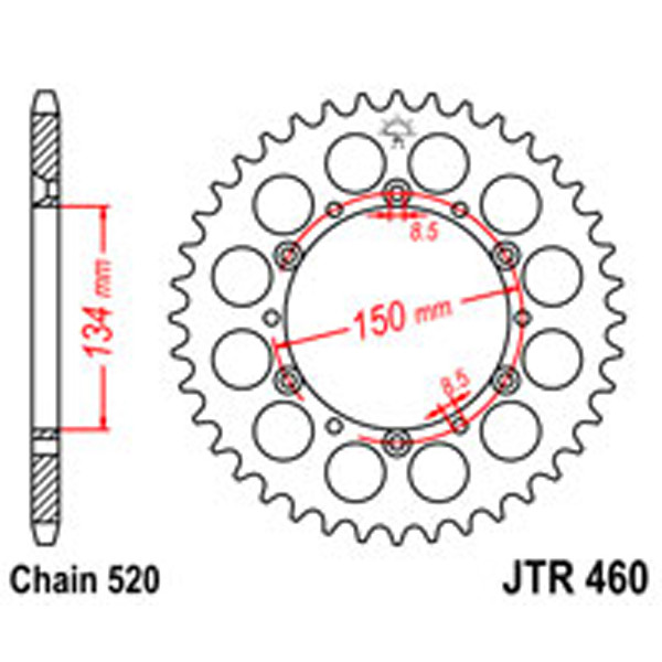 JT JT Rear Sprockets R/W 460-47 (489)